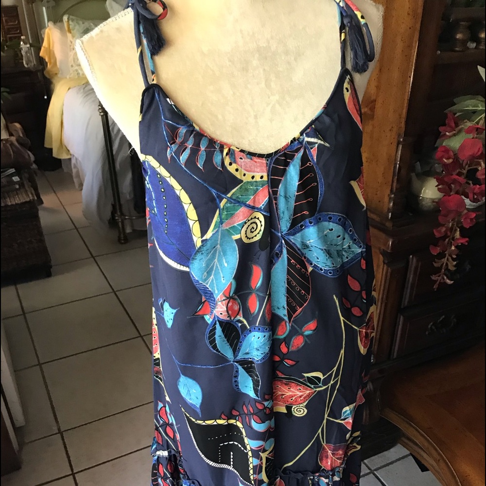 NWT Finn & Grace  Floral Sundress Tassel Strap 8